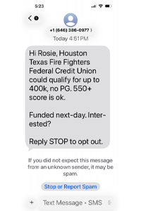 text scam example
