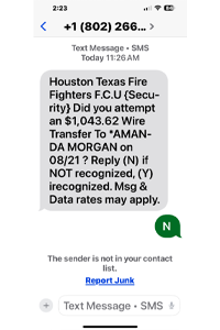 text scam example